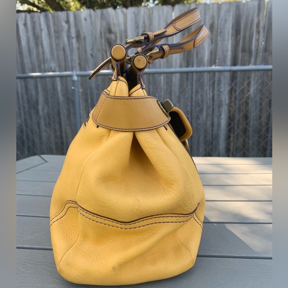 Vintage COACH purse mustard yellow Satchel handbag-shoulder bag E043-9749 - Picture 3 of 16